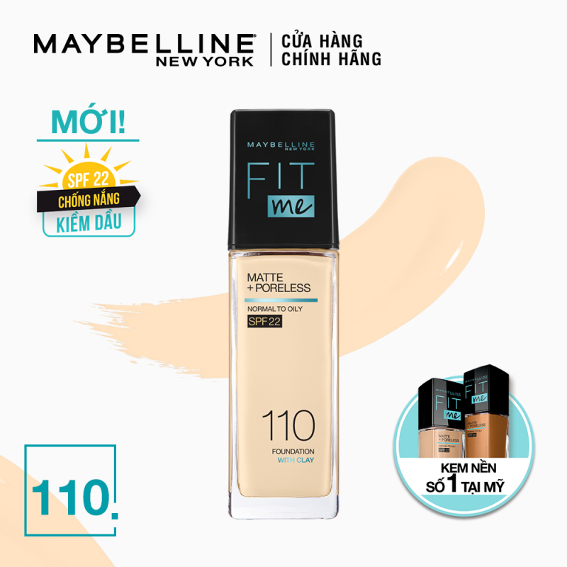 Kem Nền Mịn Nhẹ Kiềm Dầu Chống Nắng Fit Me Maybelline New York Matte Poreless Foundation SPF 22 30ml