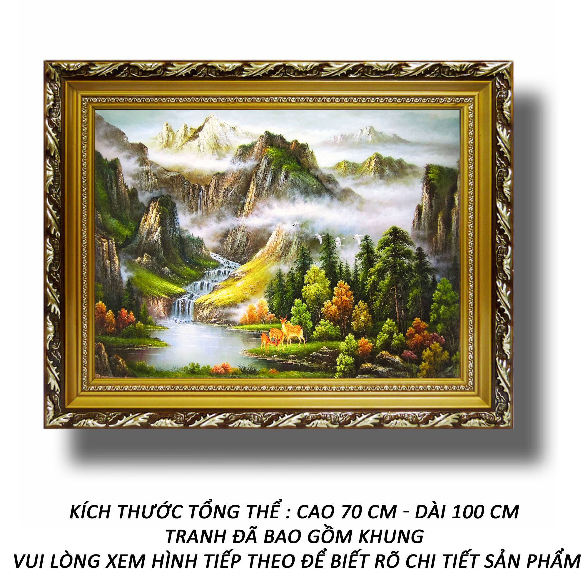 Tranh treo tường - Tựa Sơn Hướng Thủy 39 - Tranh Minh Hiền (KHUNG GỖ - 70 x 100cm)