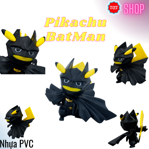 Mô hình đồ chơi Pikachu BatMan để bàn trang trí