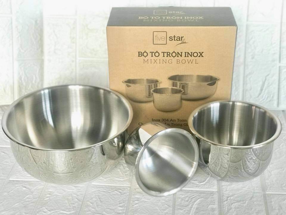 [HCM]BỘ THỐ INOX 3 MÓN FIVESTAR