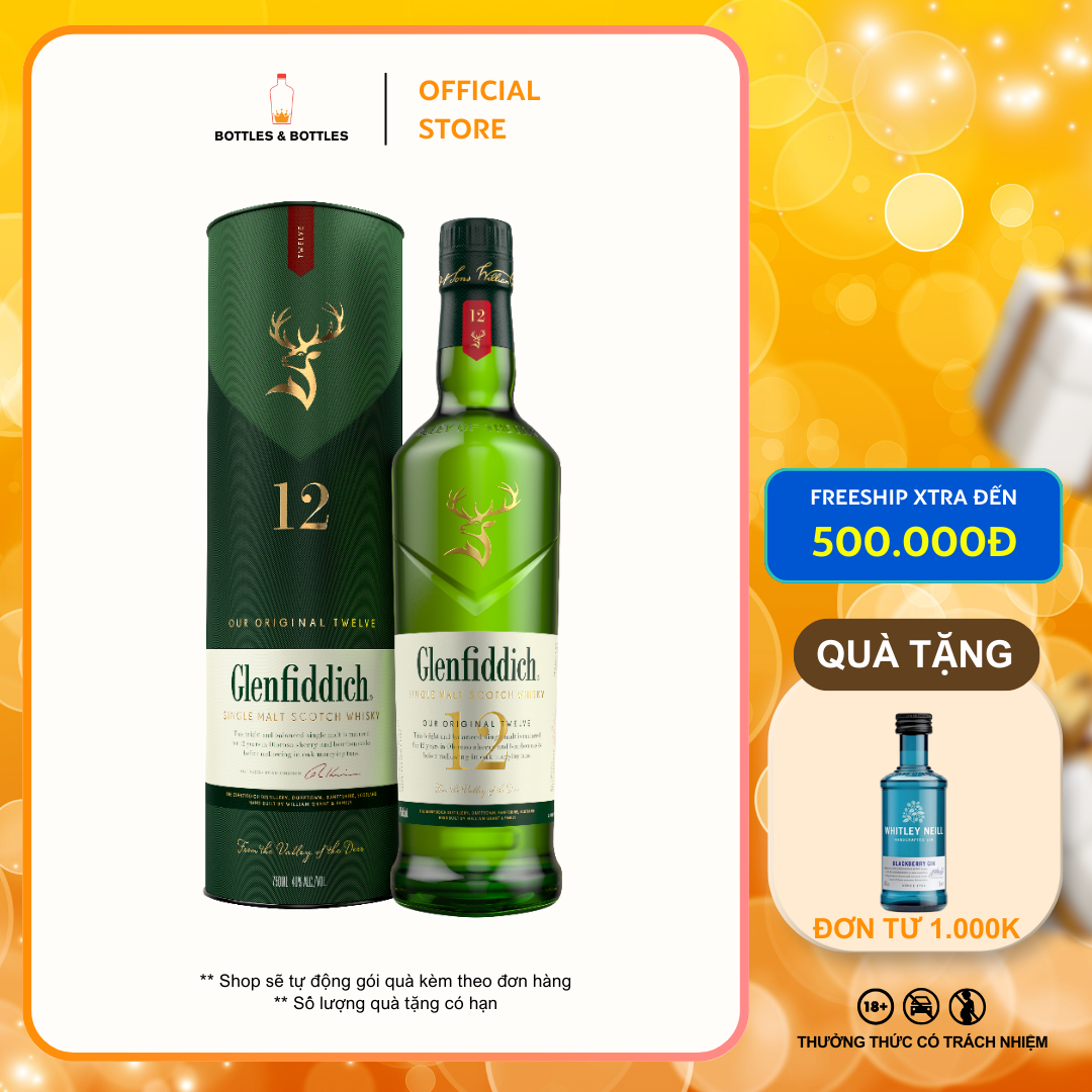 [CHÍNH HÃNG] Rượu Whisky Single Malt Scotland Glenfiddich 12YO 700ML - 40%