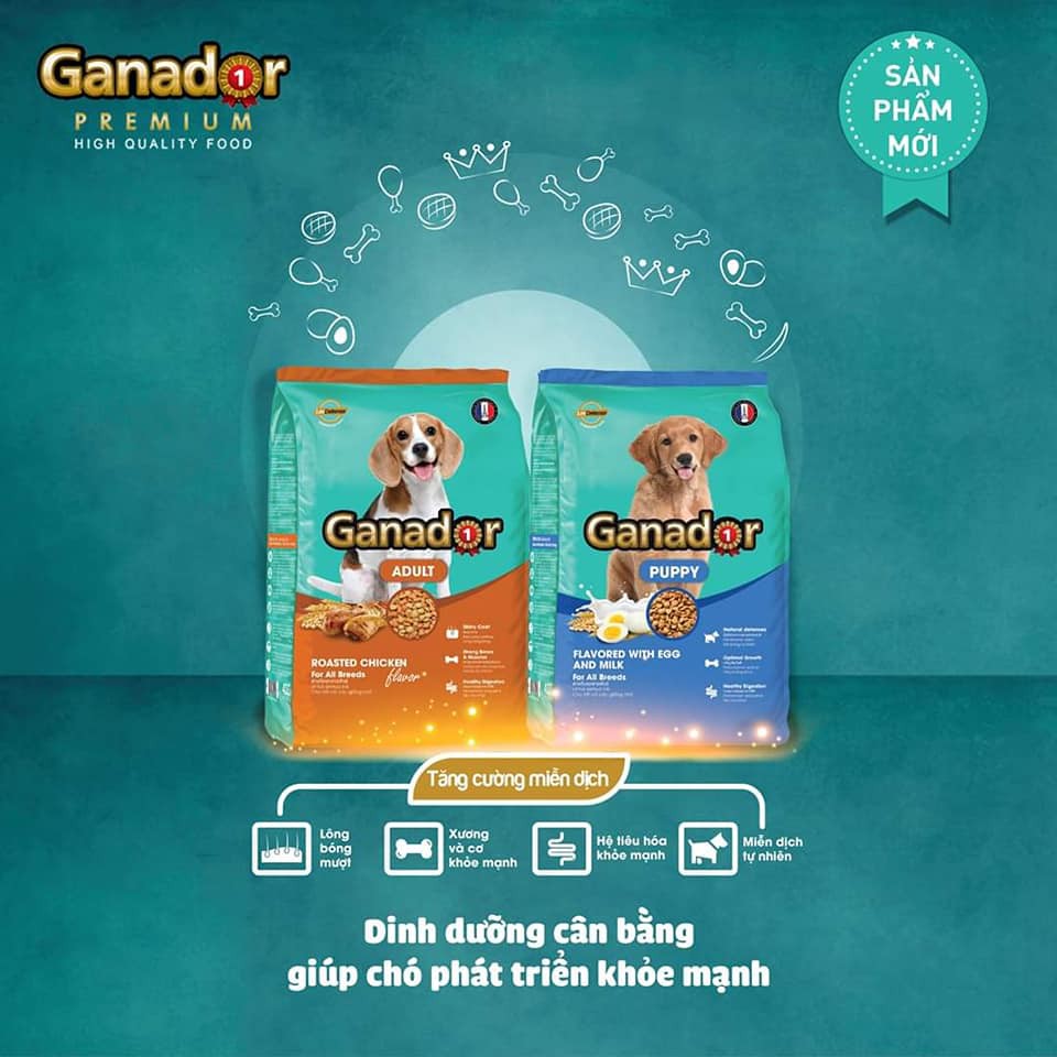 [3kg] Thức Ăn Hạt Cho Chó Ganador Nhiều Vị (Chó Con & Chó Lớn)