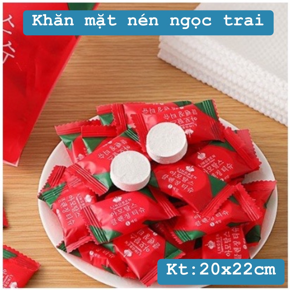 [Túi 50 Viên] Khăn Lau Mặt Dạng Viên Nén, Khăn Lau Mặt Khô (Trắng)