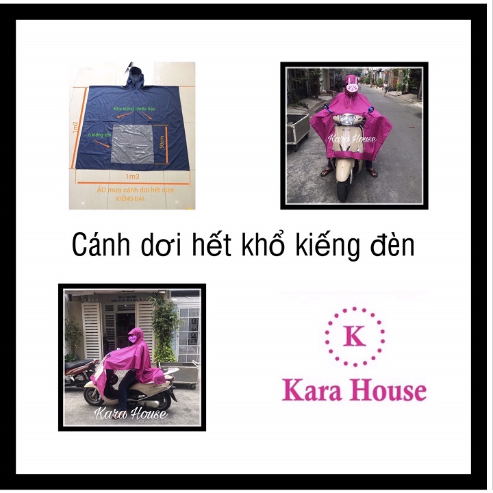 Áo mưa cánh dơi kiếng đèn vải dù da cá cao cấp kara house