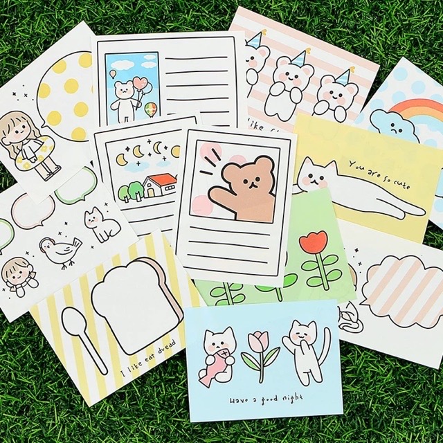 Set Note Nhiều Mẫu Dễ Thương 30 Tờ