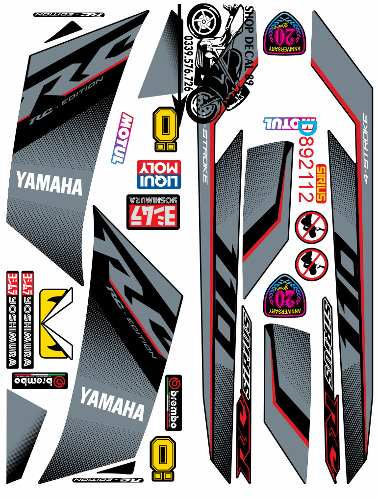 Tem rời Sirius MS D892112 CHỈ ĐỎ - Tem chế 3 lớp cao cấp - Dán xe sirius xăng cơ