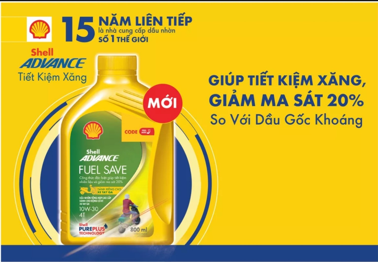 [Xe ga 1L] Dầu nhớt 4T Shell Advance FUEL SAVE Scooter 10W30 SN