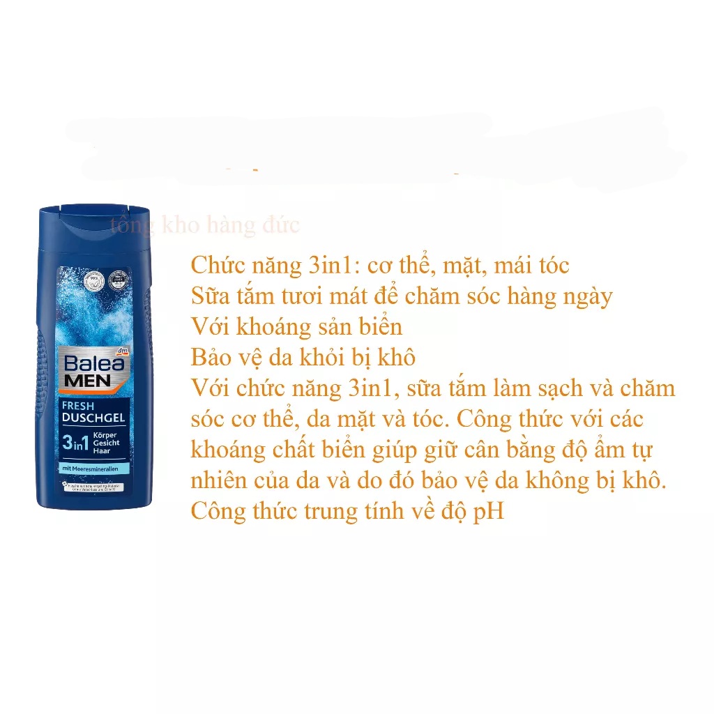 Sữa Tắm Gội Nam 3in1 BALEA [ Nội Địa Đức]