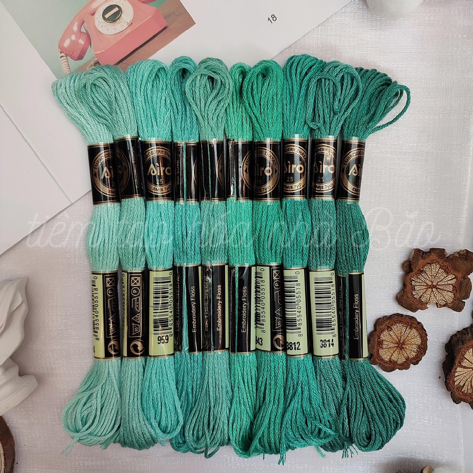 Set Chỉ Thêu Tông Xanh Ngọc