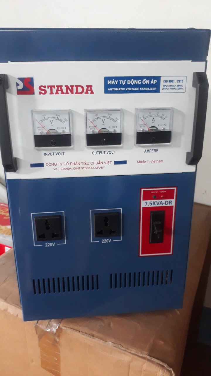 Ổn Áp Standa 7,5KVA DR-I dải 50-250V THMN CÓ THÊM 3 ĐỒNG HỒ VÀ 2 Ổ CẮM