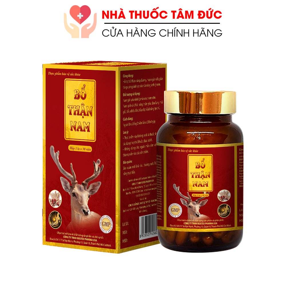 Viên uống tăng cường sinh lý nam bổ thận tráng dương Bổ Thận Nam - Hộp 30 viên thành phần thảo dược