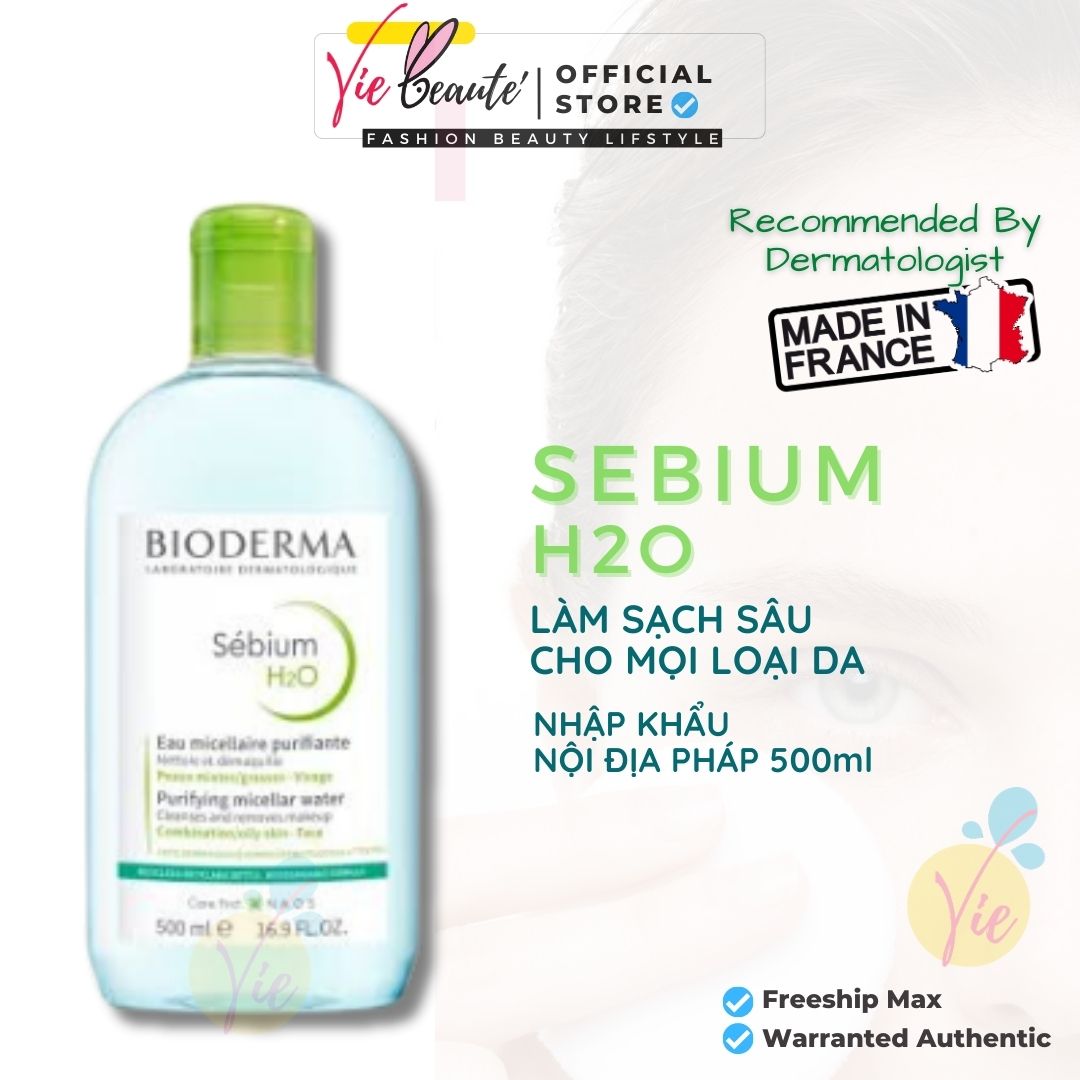 [ NỘI ĐỊA PHÁP ] Nước Tẩy Trang Bioderma  Micellar Bioderma Crealine + Sebium H2O - 500ml