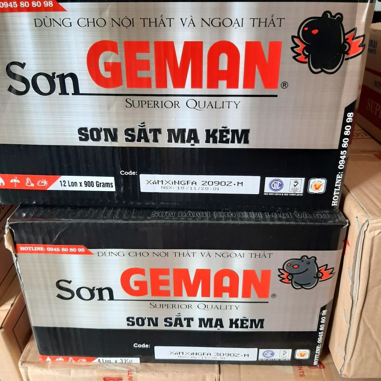 [HCM]Sơn Cho Sắt Mạ Kẽm Geman loại 09kg  ( màu xám đậm và xám Xingfa)