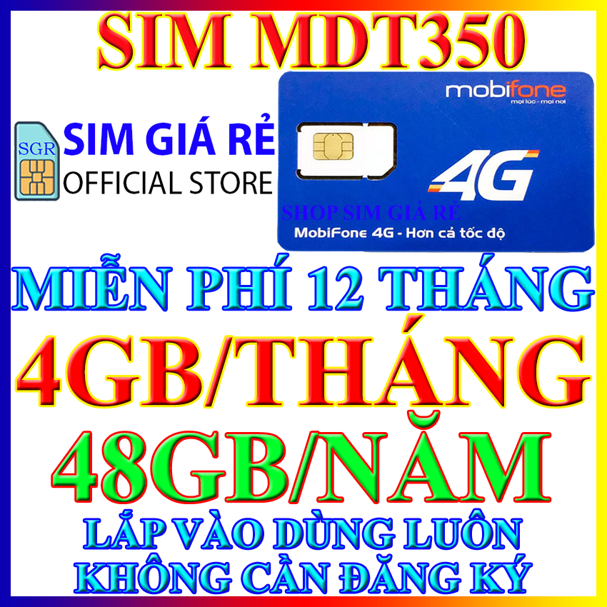 CHƯA KÍCH HOẠT. Sim 4G trọn gói 1 năm không nạp tiền Sim 4G trọn gói 12 tháng Sim 4G Mobifone MDT250A MDT250 MDT350 MDT255 Shop Sim