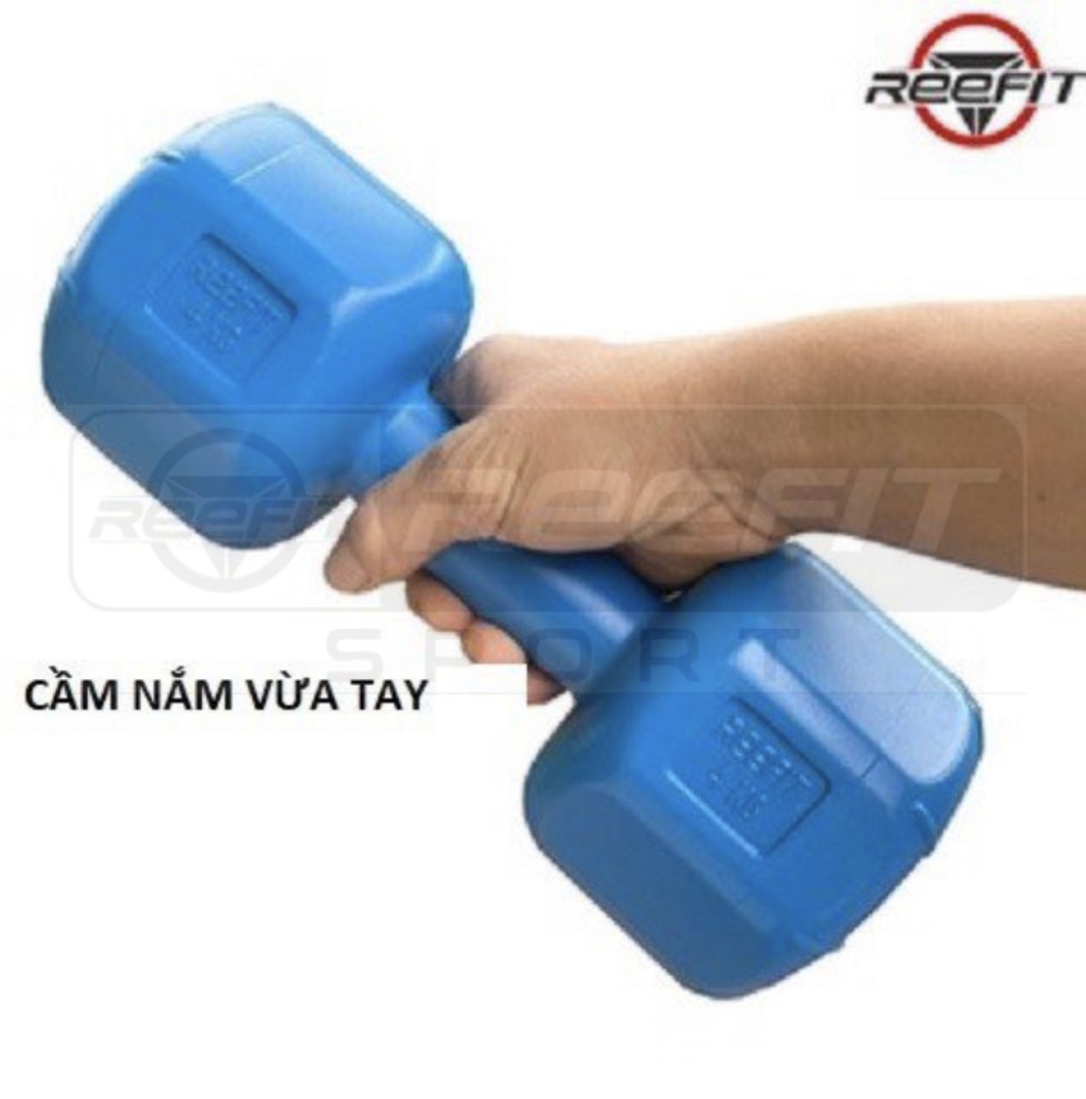 Bộ 2 tạ tay nhựa bát giác Reefit 8kg có ruột (gồm 2 cục 8kg)