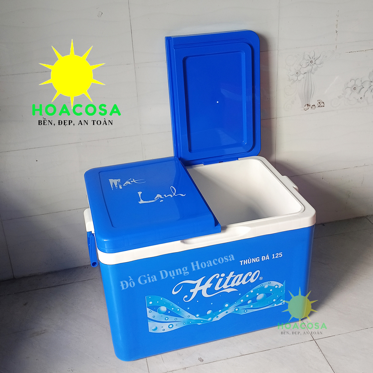 Thùng Đá Nhựa 125 Lít (125L) Hai Nắp Hitaco Hiệp Thành Lớn, Dày Dặn, Cứng Cáp Giữ Đá Lâu- Đồ Gia Dụng Hoacosa