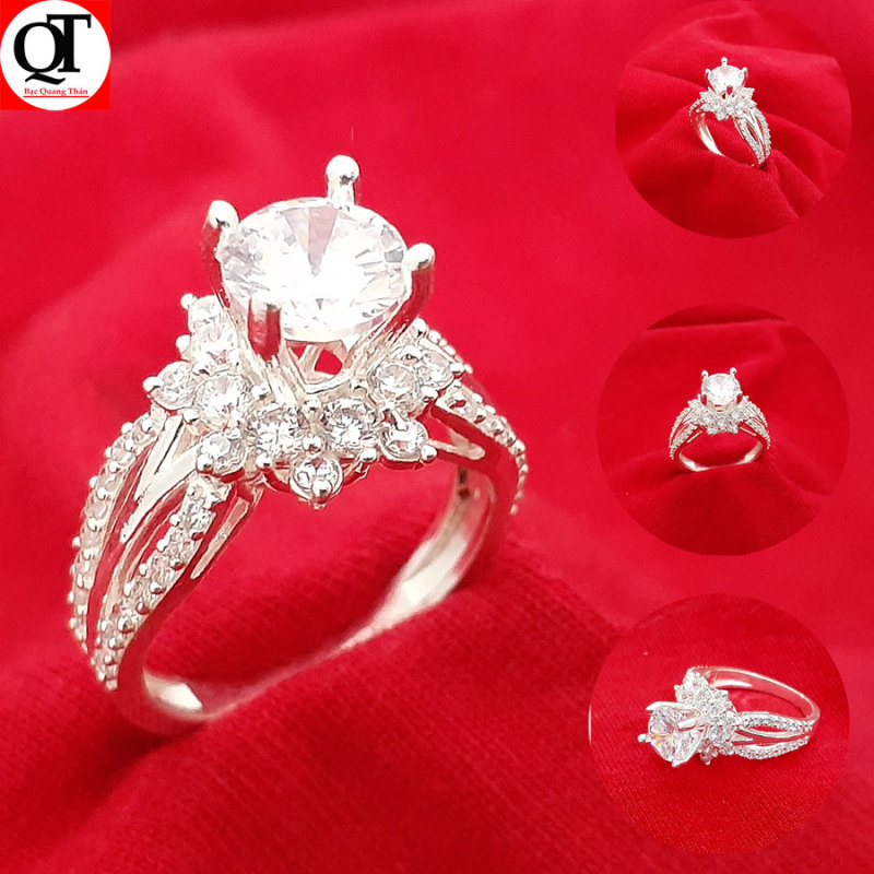 Nhẫn nữ Bạc Quang Thản, nhẫn bạc nữ ổ kết gắn đá kim cương nhân tạo 6ly chất liệu bạc thật không xi mạ có thể chỉnh size tay yêu cầu, phong cách trẻ trung thích hợp đeo tại các buối dạ tiệc, sinh nhật, làm quà tặng – QTNU56