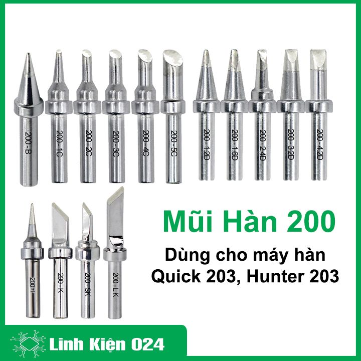Mũi hàn 200 thay thế cho tay máy hàn Quick 203, Hunter 203