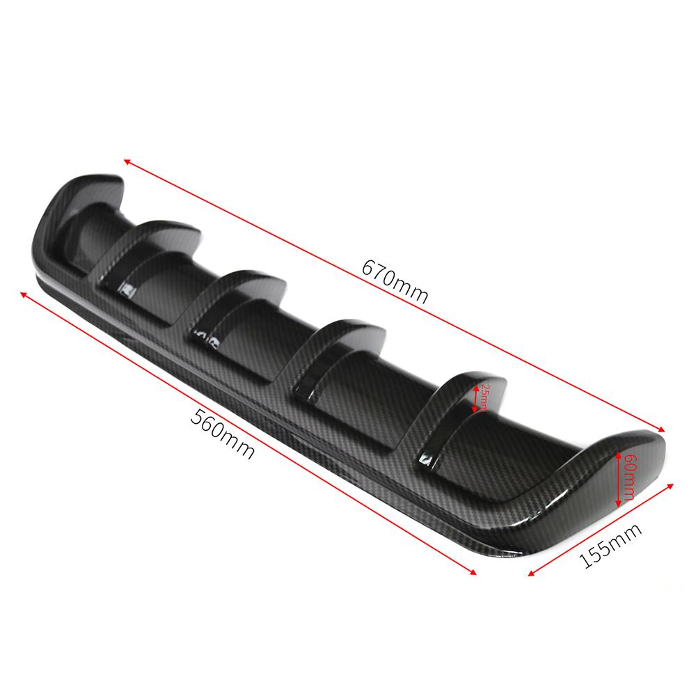 Carbon Look Universal Rear Bumper Diffuser – 7 Fin Shark Spoiler Kit – PU ABS – 85cm