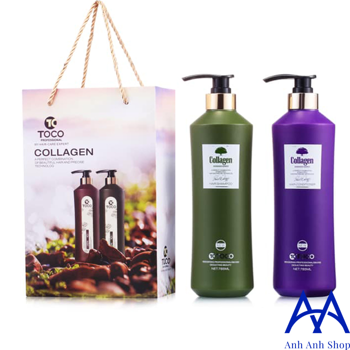 [CHÍNH HÃNG] BỘ DẦU GỘI + XẢ TOCO COLLAGEN KÍCH THÍCH MỌC TÓC (2 CHAI 785ML)