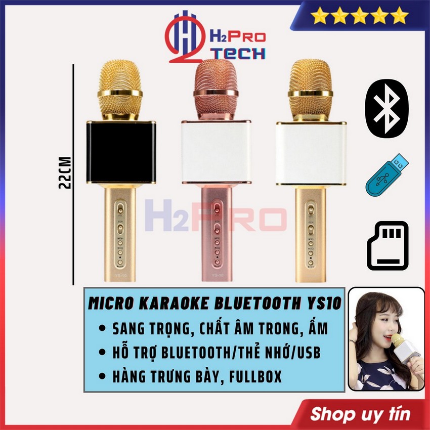 Mic karaoke kèm loa bluetooth ys10 - chất lượng âm thanh hay, thu âm tốt, full box hàng trưng bày- h2pro tech