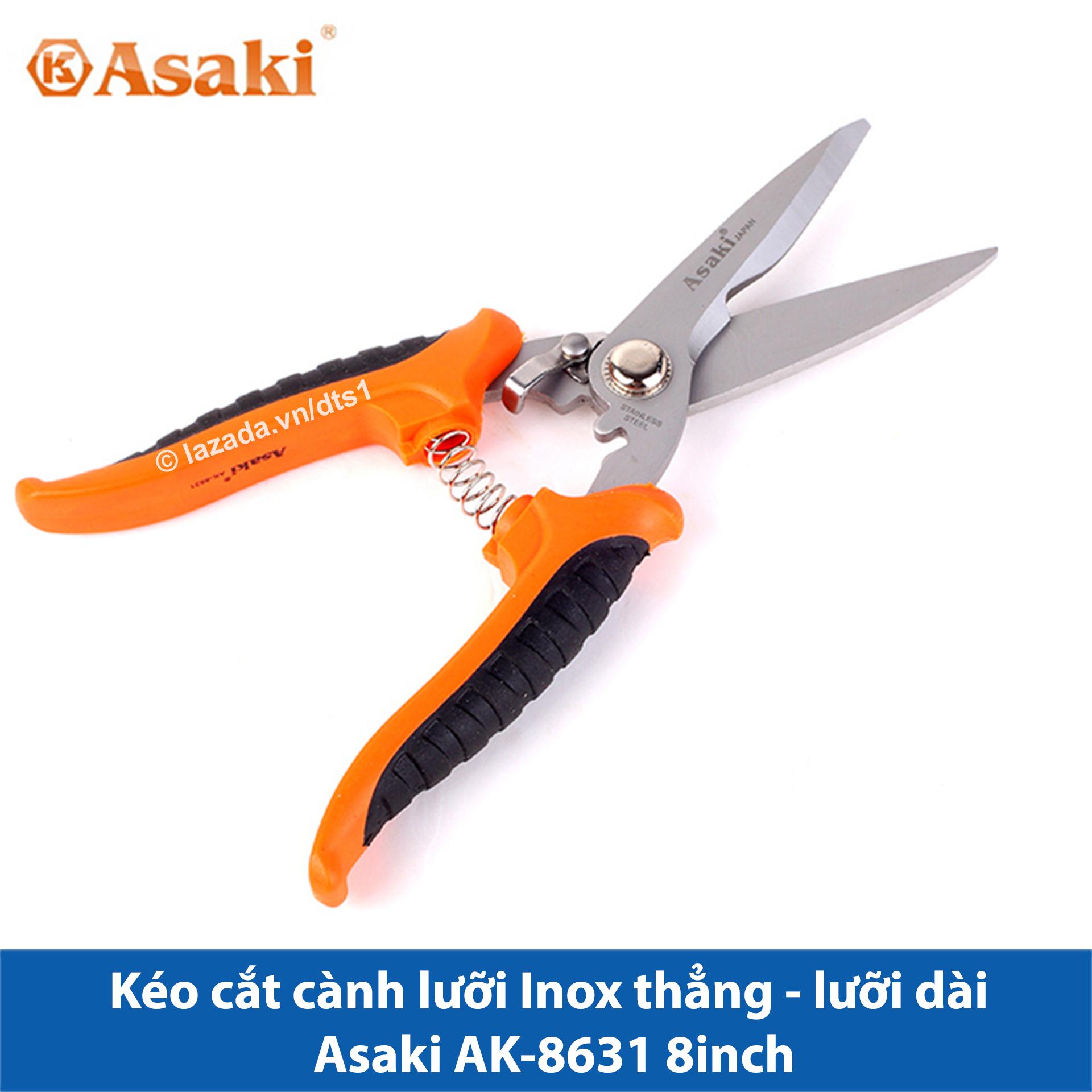 Kéo cắt cành lưỡi Inox lưỡi thẳng dài Asaki AK-8631 8inch/200mm