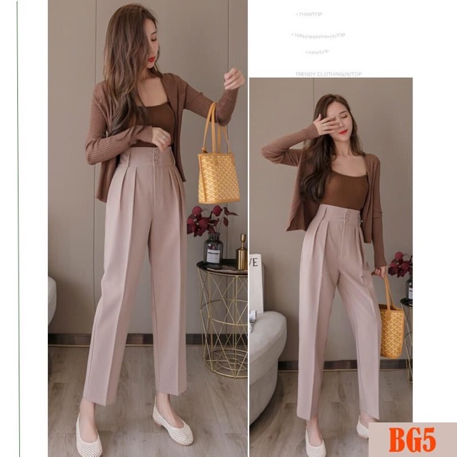 Quần Baggy Cạp Bản To 3 Khuy Siêu Hot