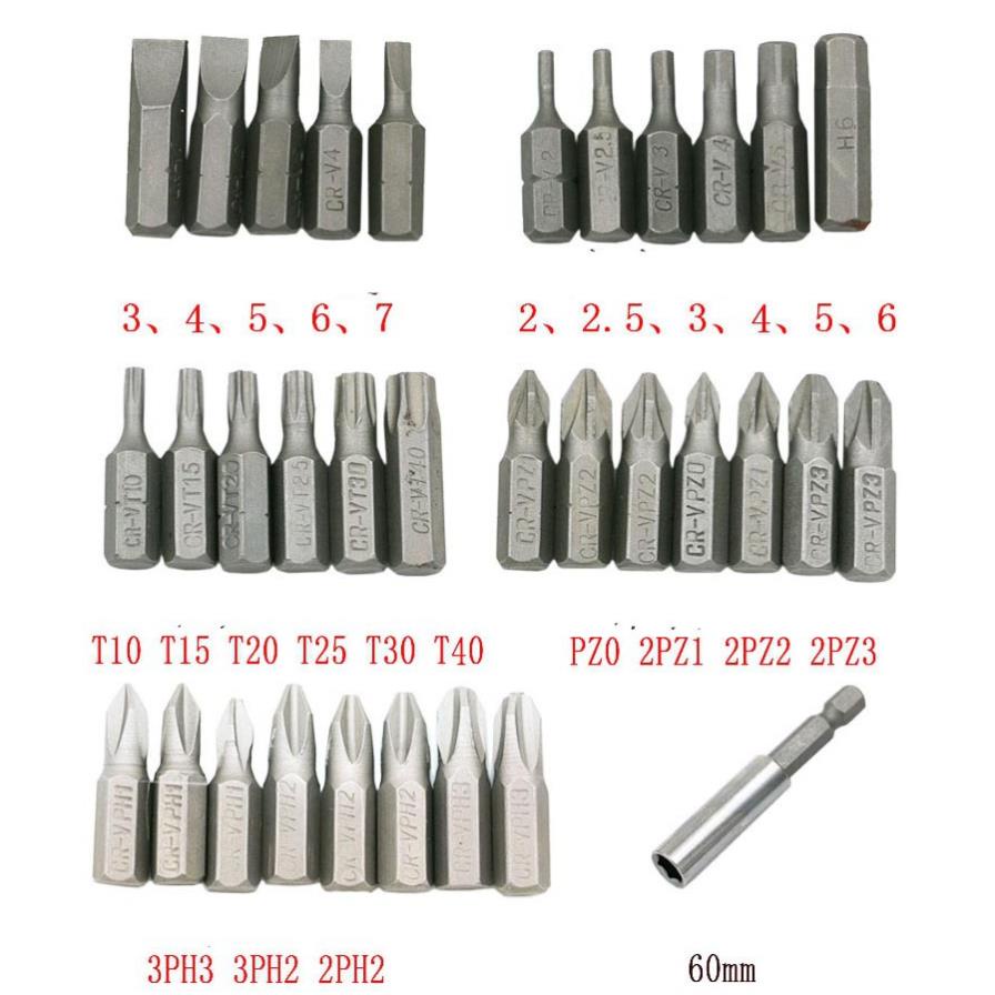 Bộ đầu vặn vít cho máy khoan chân lục giác 33 chi tiết hay bộ tua vít cho máy khoan