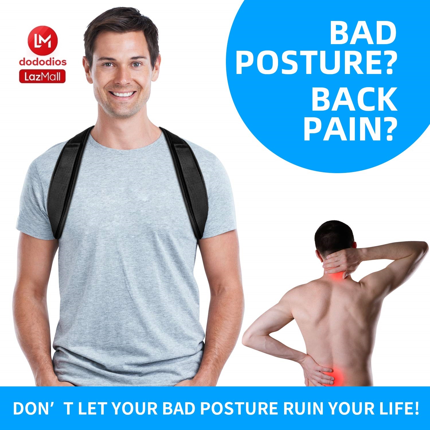 Back support posture corrector, shoulder brace for posture correction Adjustable and Comfortable Clavicle Brace elieves Upper Back&Shoulders Pain Correcting Hunchback Posture (Universal) dododios - Đai chống gù lưng, đai lưng chống gù miDoctor