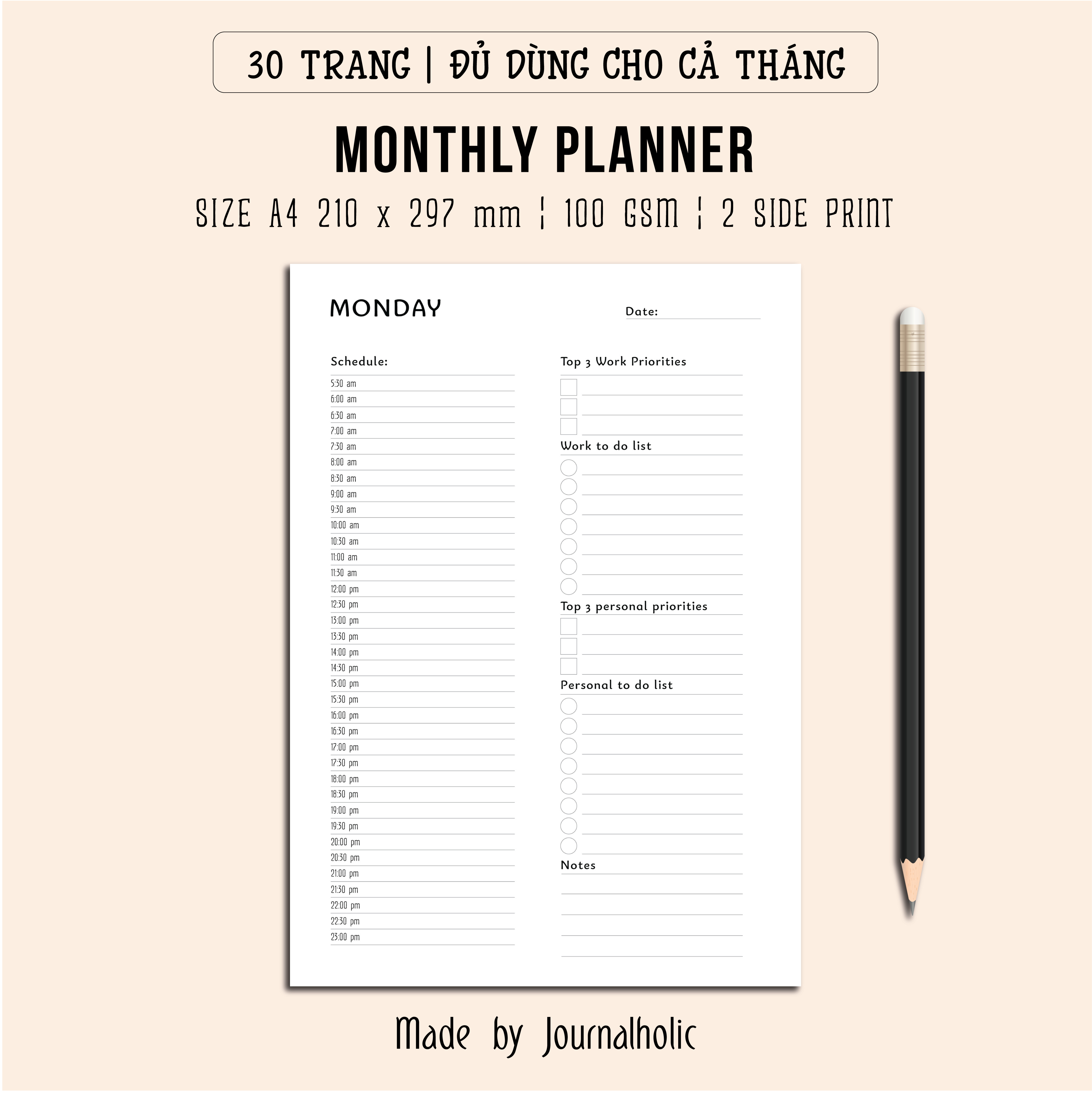Template Monthly Planner - Journalholic