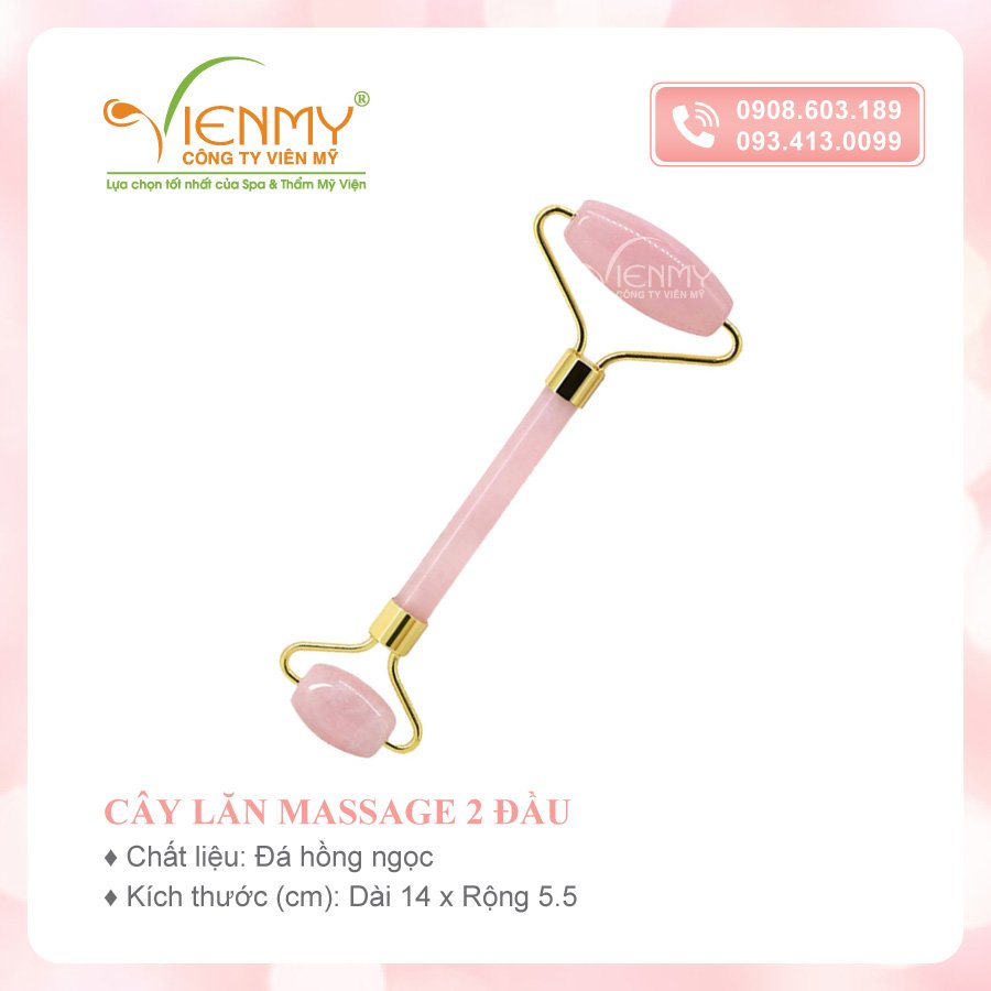 Cây lăn mặt đá thạch anh hồng (2 đầu)