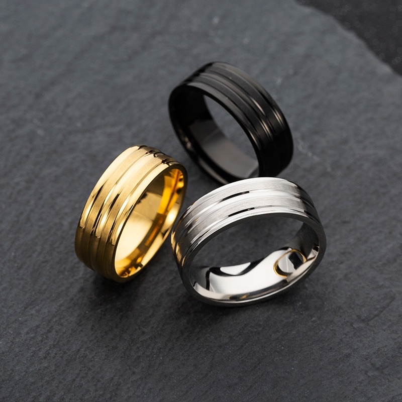 NHẪN 2 LINE THÉP TITAN KHÔNG GỈ