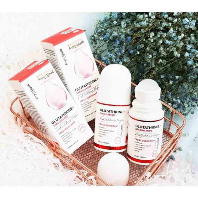 Lăn nách Lăn Khử mùi mờ thâm dưỡng trắng da Angel's Liquid Glutathione plus Niacinamide 60ml - H.E.E COSMETIC