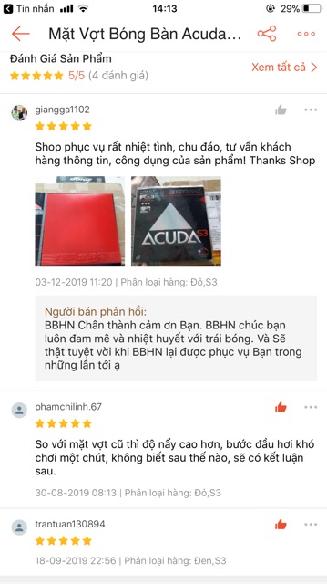 Mặt Vợt Bóng Bàn DONIC Acuda S1 S2 S3 Speed Spin và ConTrol