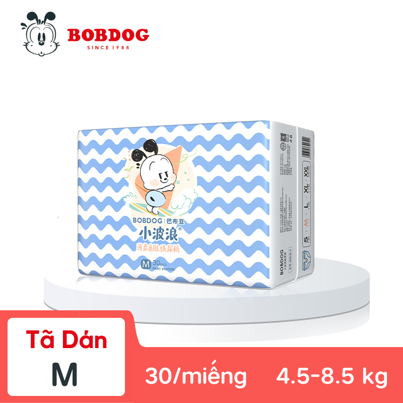 Tã Dán Bobdog Sóng nhỏ - S34 miếng, siêu mỏng, siêu mềm, thoáng khí và siêu thấm hút