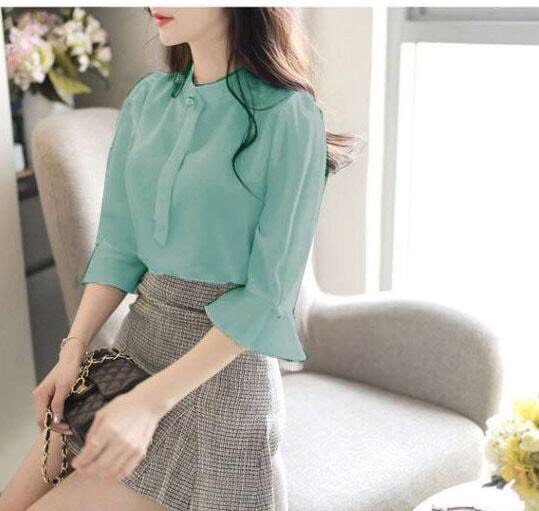 Áo nữ - Áo sơ mi nữ điệu dà tay loe xinh xắn [áo kiểu nữ]