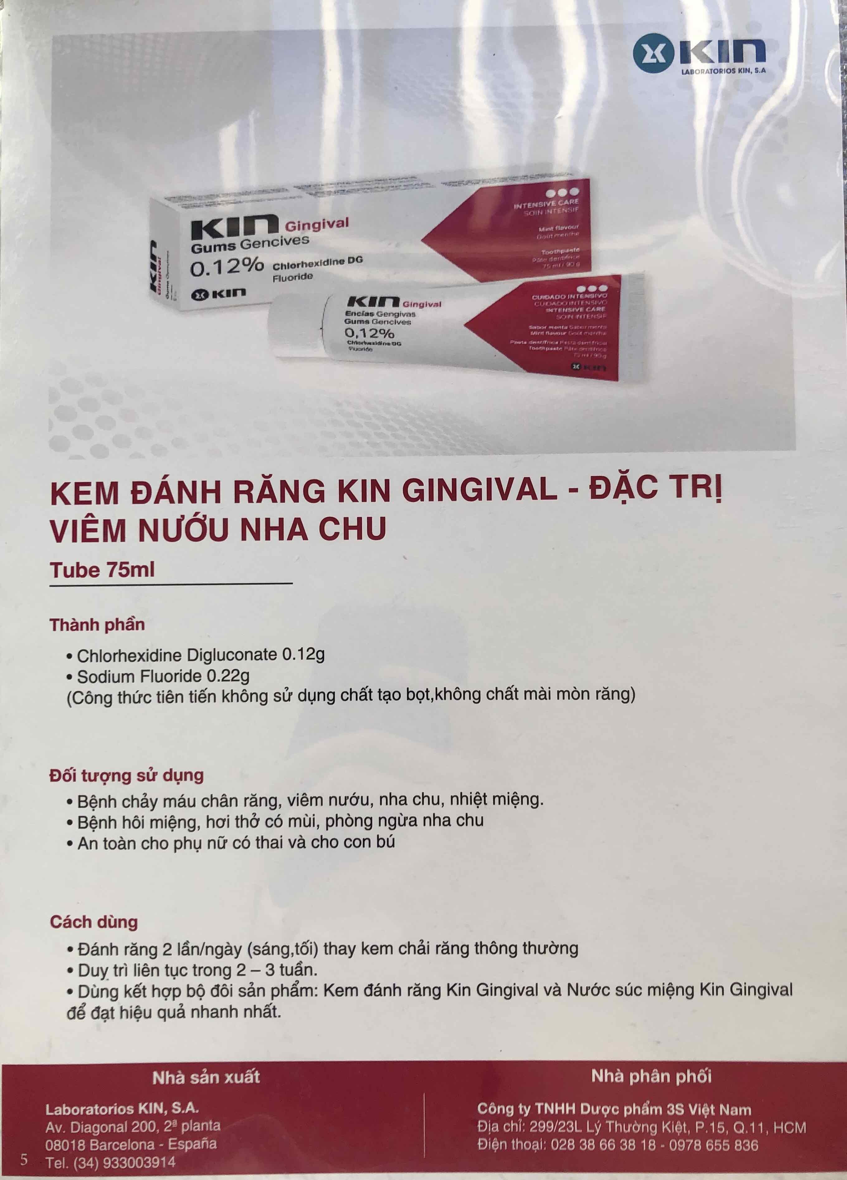 Kem đánh răng KIN GINGIVAL Ngăn ngừa viêm nướu