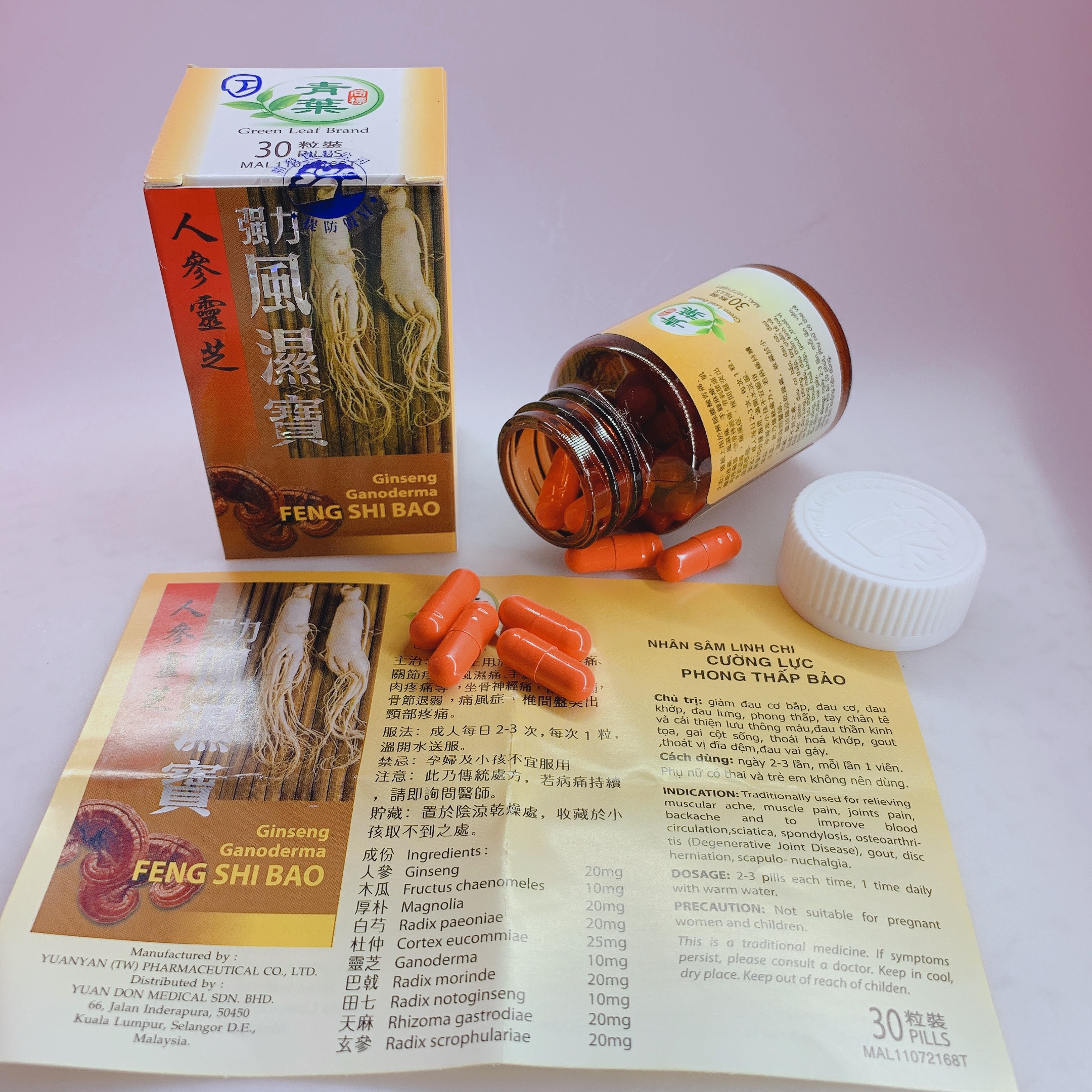 Nhân Sâm Linh Chi Cường Lực Phong Thấp Bảo 30 Viên loại 1– XỊN HỘP VỎ SÁNG -HỖ TRỢ XƯƠNG KHỚP