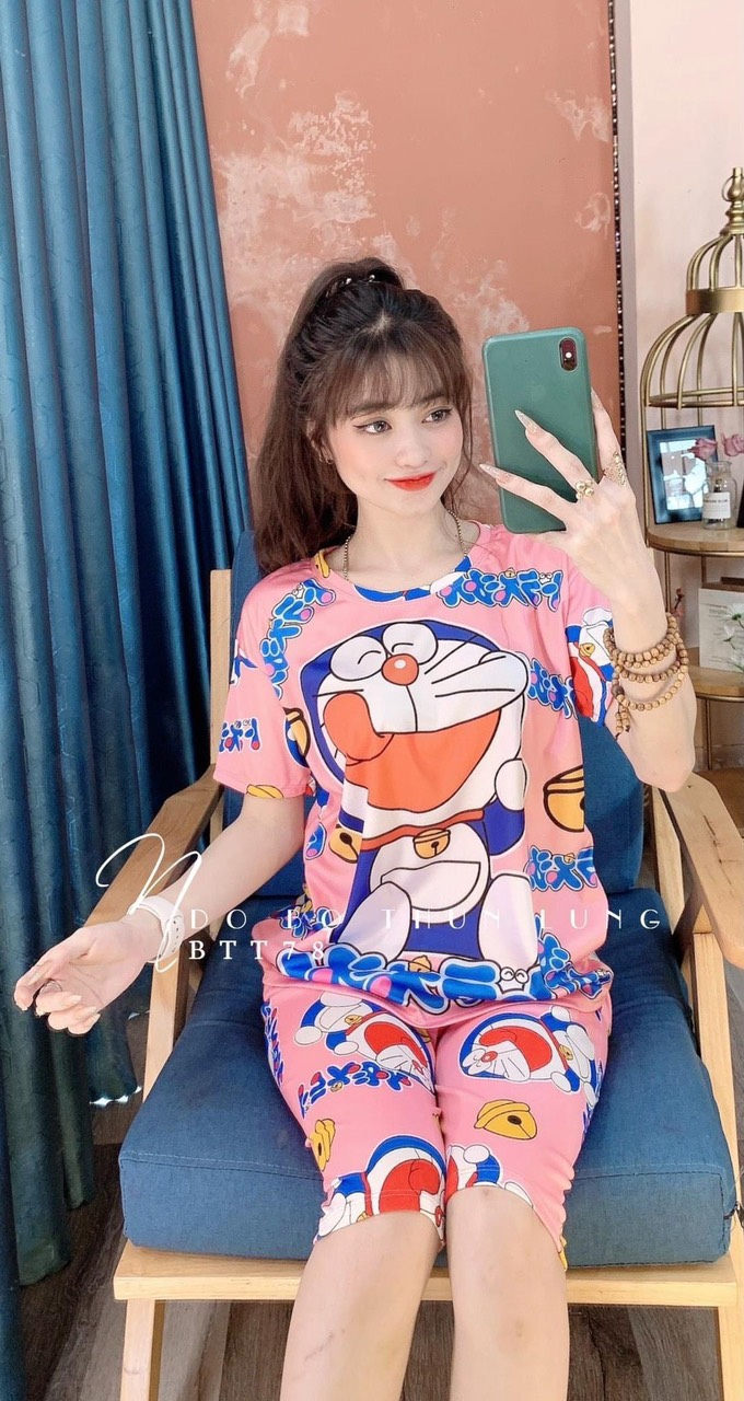 Set đồ bộ nữ quần lửng thun kate co giãn tốt ,Đồ bộ nữ đồ mặc nhà đẹp dễ thương from dưới 54 kí