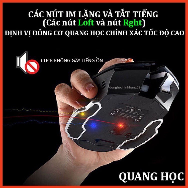 Chuột Gaming Không Dây G28 Dành Cho Game Thủ Click Không Gây Tiếng Ồn Có Đèn LED Chơi Game Cực Đã Bảo Hành 12 Tháng