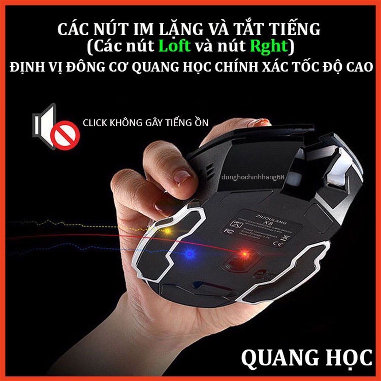 Chuột Không Dây Bluetooth Gaming Dùng Pin Sạc, Click Không Gây Tiếng Ồn Chơi Game Cực Chất Bảo Hành 12 Tháng