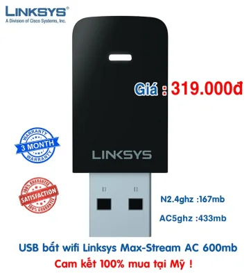 [HCM]USB bắt wifi Linksys AC 600mb max-Stream wifi 5 gen 2 hàng US mới nguyên hộp.