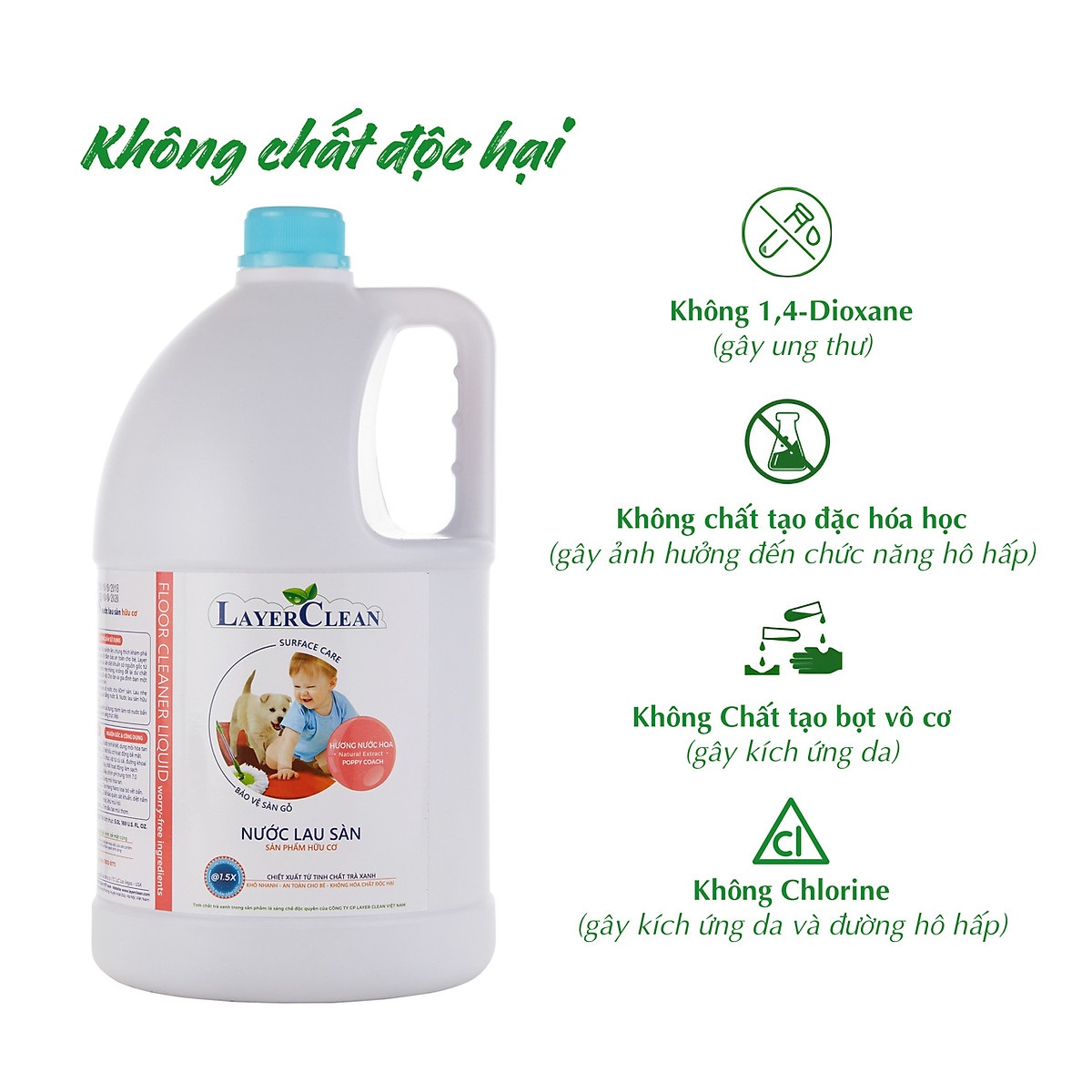 [HCM]Nước lau sàn hữu cơ Layer Clean - can 5 lít