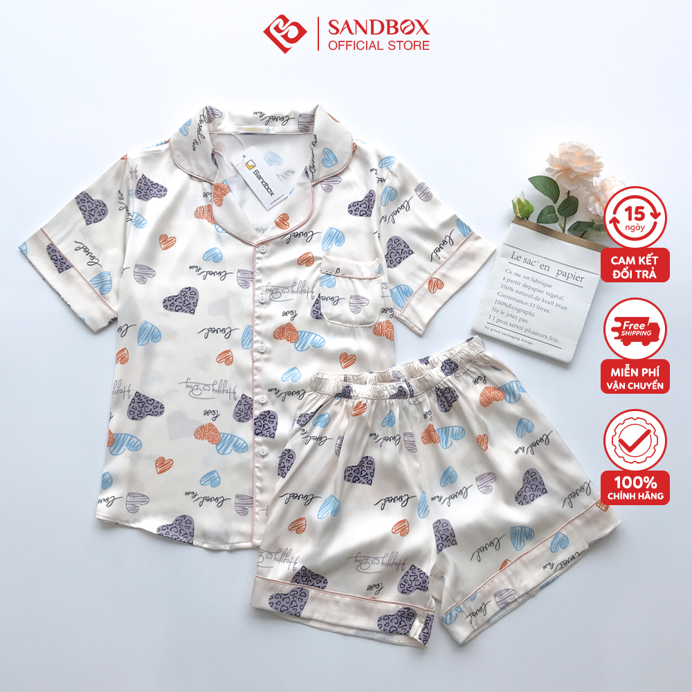 Đồ Bộ Nữ Mặc Nhà Pijama SANDBOX Thiết Kế Quần Đùi, Áo Cộc Chất Lụa Satin Nhật Cao Cấp, Mềm Mịn(BLD23005)