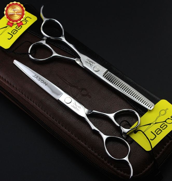 bộ kéo cắt tóc tay trái jason màu trắng (Mua cặp kéo được tặng bao da, lược toni guy, chỉnh kéo )