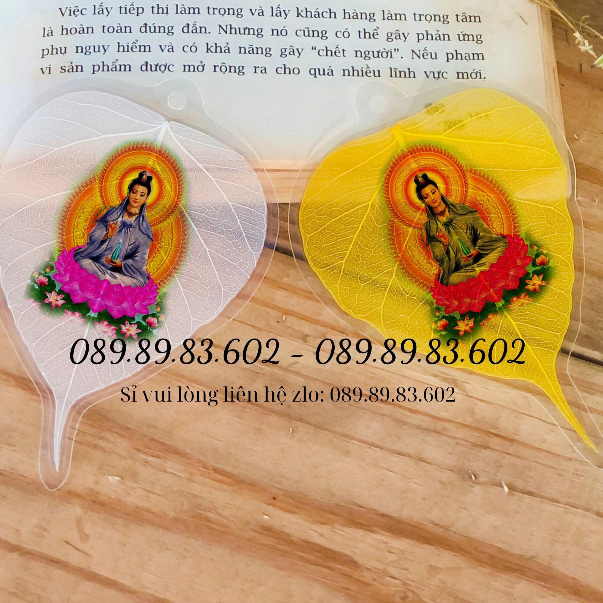 Lá Bồ Đề - Hình Bồ tát Vạn Dặm Bình an (Cầu Bình An – May mắn, Treo ô tô, Hàng loại 1)