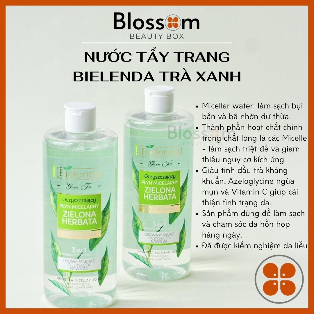 500ML Nước tẩy trang BIELENDA TRÀ XANH