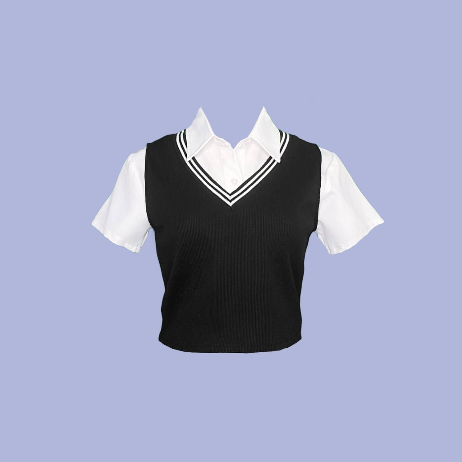 DALLA Áo gile đen croptop (GL02)