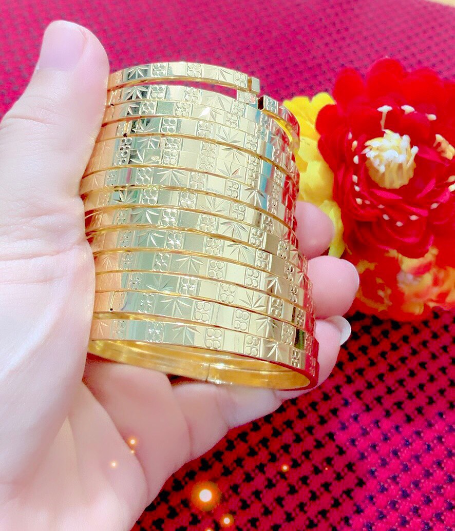 Vòng ximen chạm bộ 7 chiếc khóa bấm mạ 18k