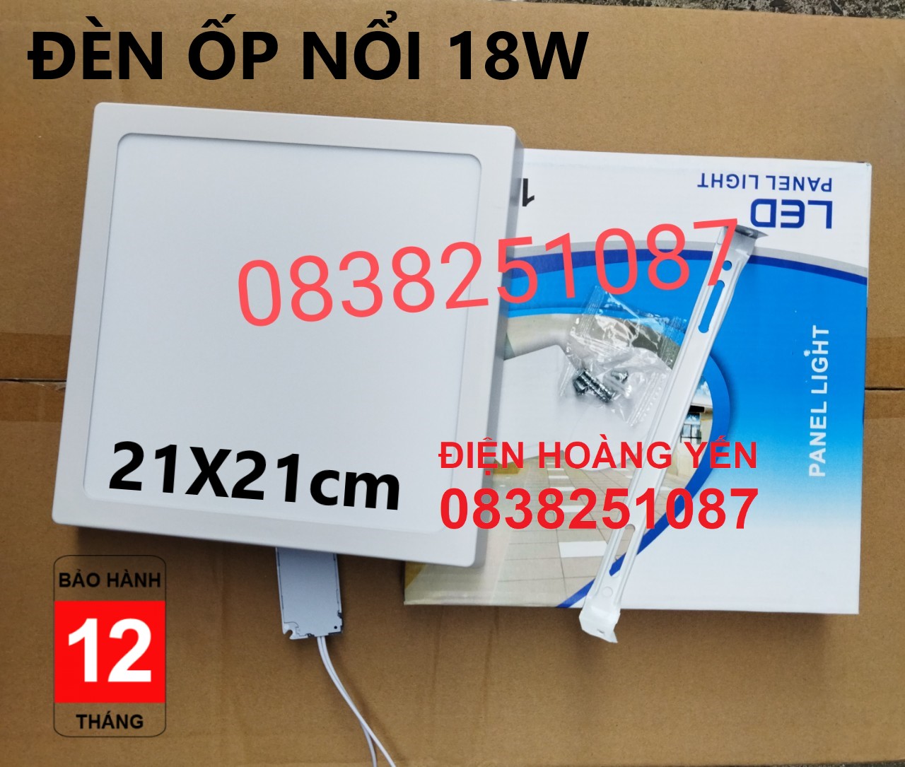 Đèn led nổi ốp trần 18w, 24W vuông ánh sáng trắng-Bảo hành 12 tháng